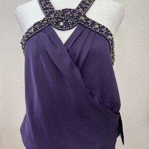 Love Stitch Purple Embellished Wrap Blouse